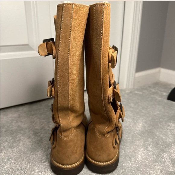 Sundance Brown Suede Buckle Boots Size 38.5 (7-7-.5) Snap buckle - Picture 4 of 5